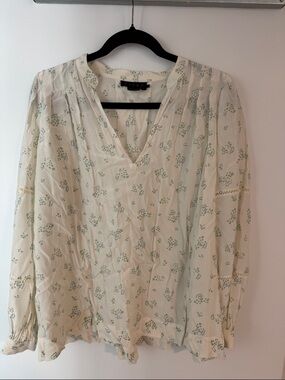 Hatch Cream Blouse with Delicate Green Floral Print